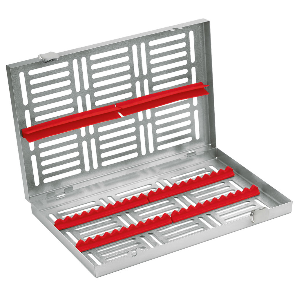 ASA Locking Tray For 20 Instruments With Red Frame | DentaCarts | Dental Cart
