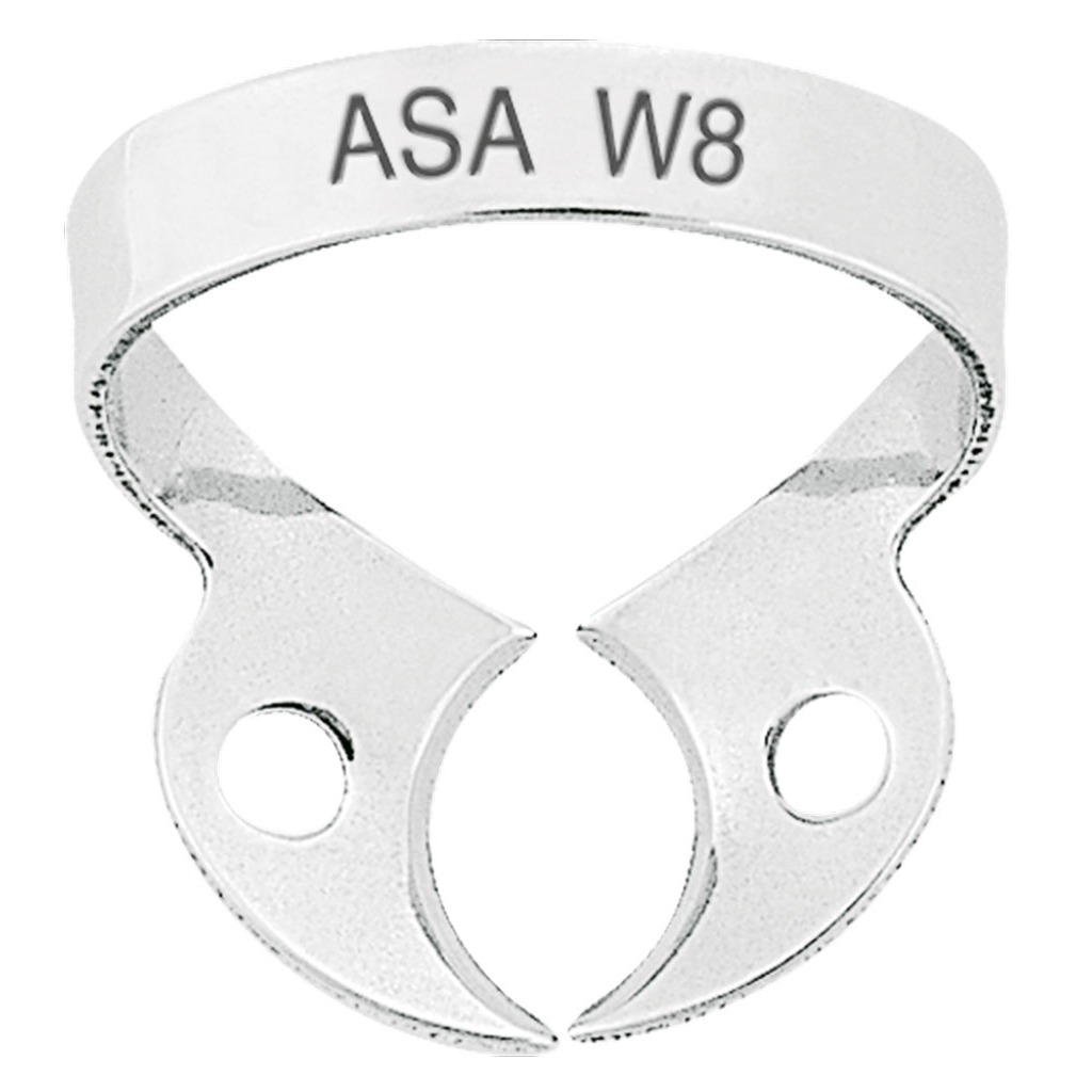 ASA RUBBER DAM CLAMPS ROUND UPPER MOLARS FIG.W8 | DentaCarts | Dental Cart