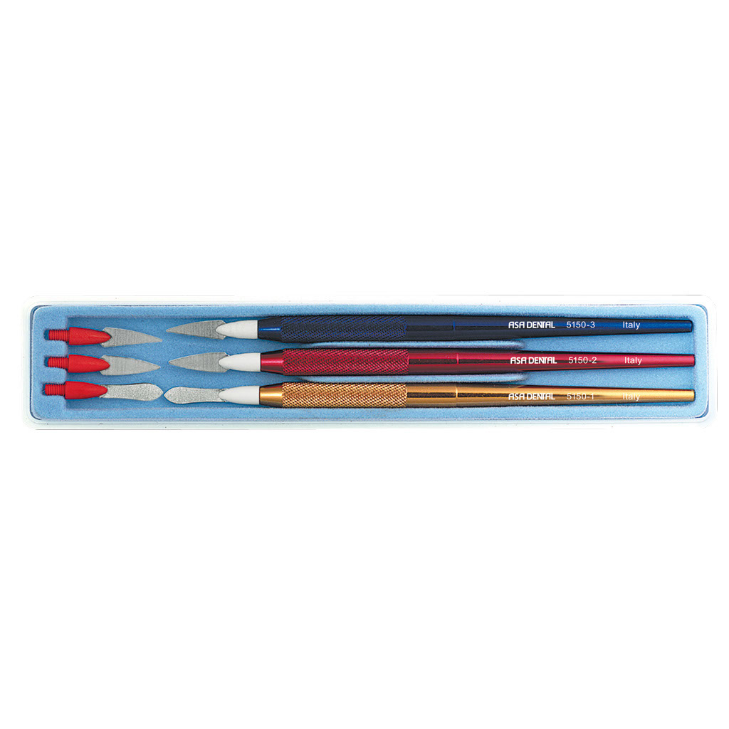 ASA Ceramic Sculpturing Instruments 3 handles+ 6 blades | DentaCarts | Dental Cart