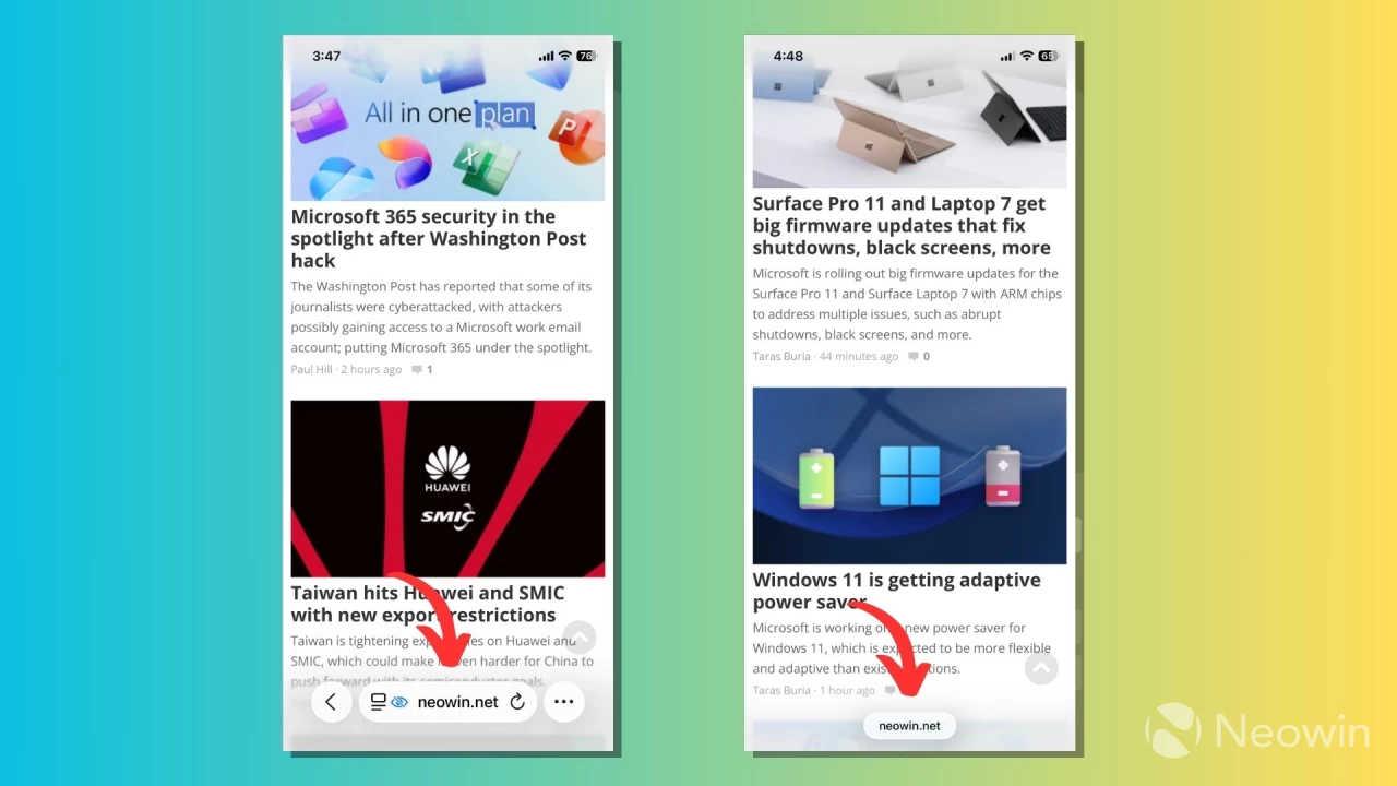Коллапс компактного макета iOS 26 Safari