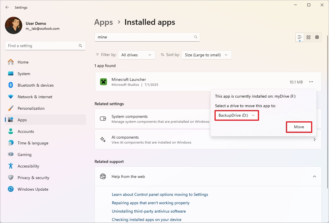 Windows 11 переместить игру на другой диск