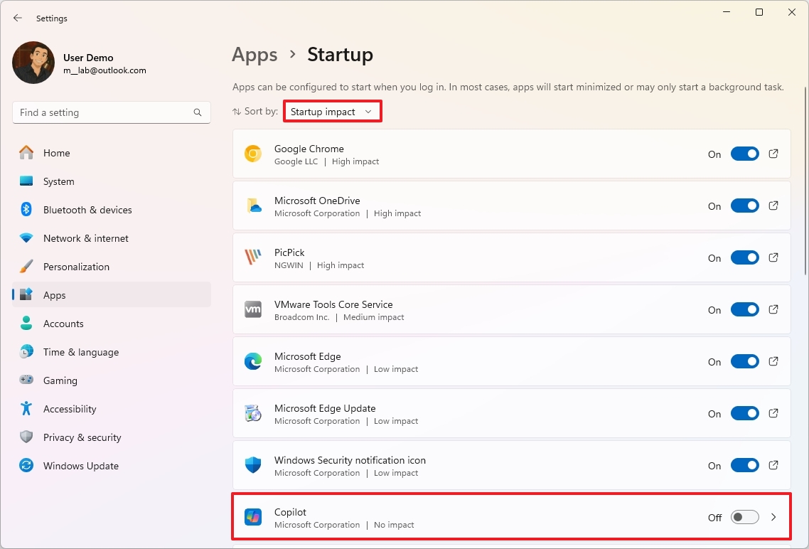Windows 11 отключить приложения при запуске