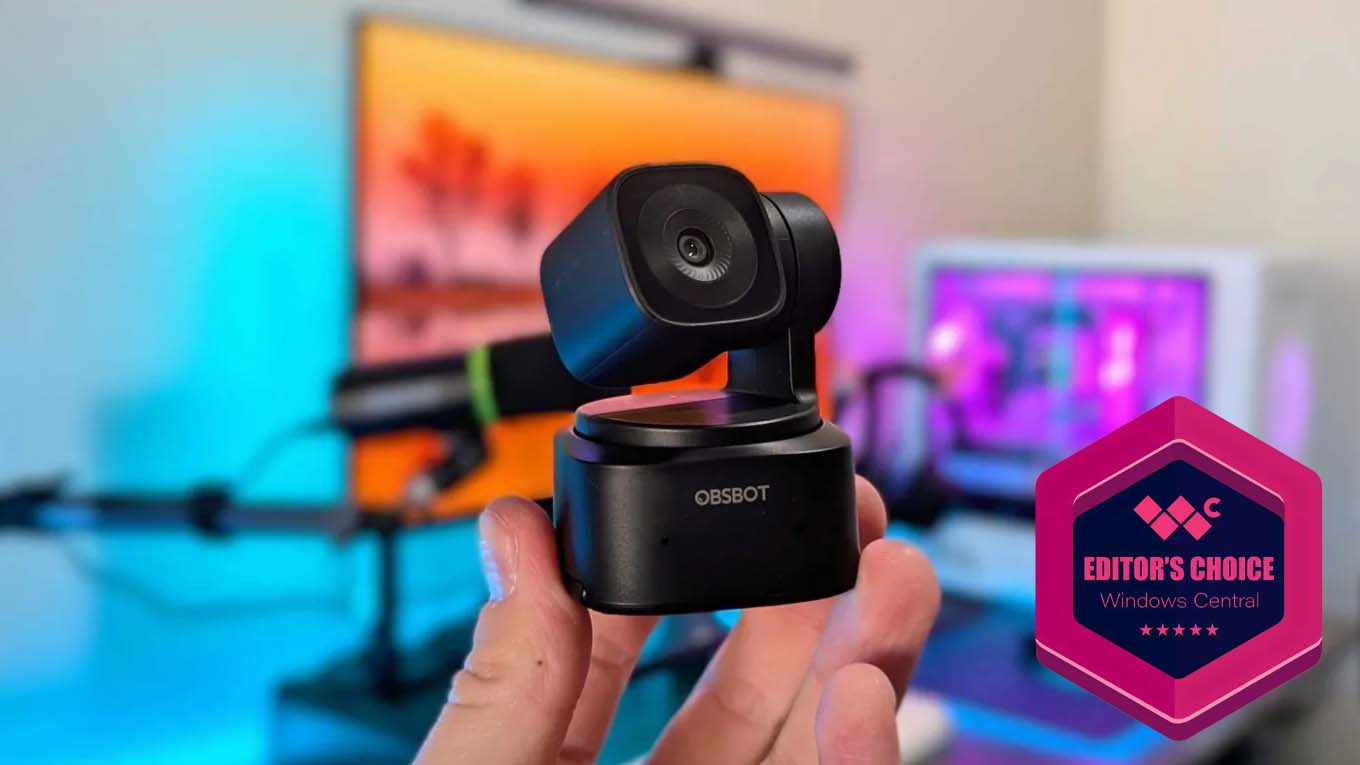 Изображение веб-камеры OBSBOT Tiny SE со значком выбора редакции Windows Central в правом нижнем углу.