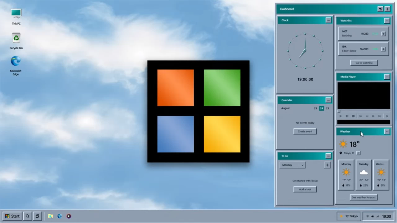 Скриншоты виджетов на рабочем столе в концепции Windows Classic Remastered