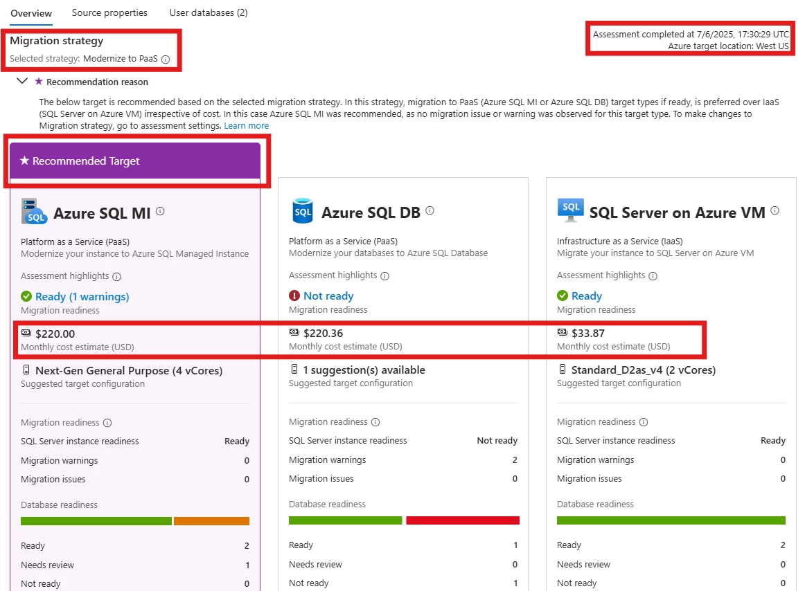 Migration strategy in Continuous Migration Assessment for SQL Server Enabled by Azure Arc