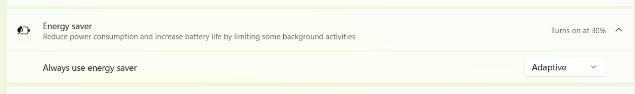 Adaptive Energy Saver in Windows 11