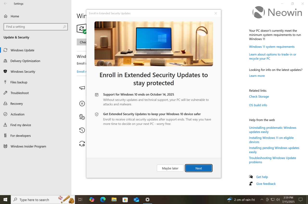Как получить бесплатные обновления безопасности Windows 10