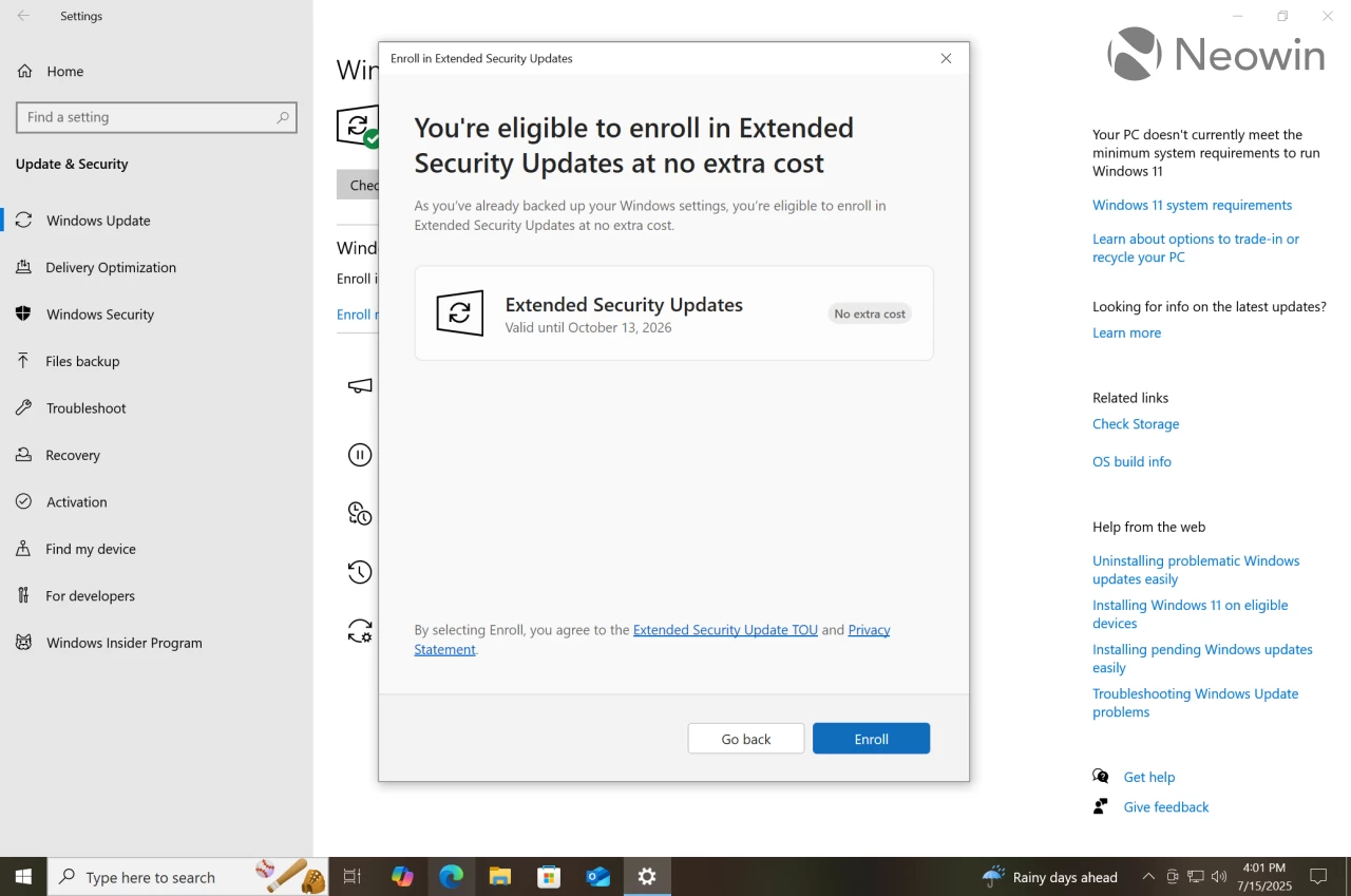 Как получить бесплатные обновления безопасности Windows 10