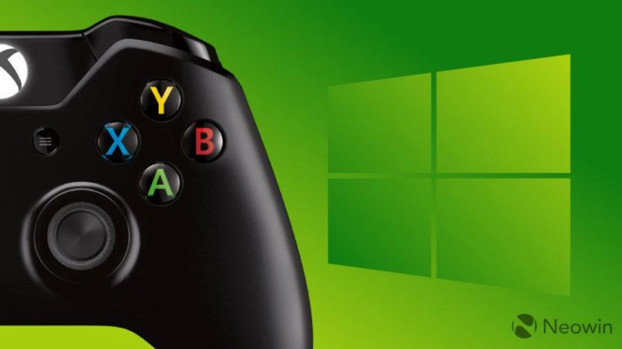 Контроллер Xbox на зеленых обоях Windows 10