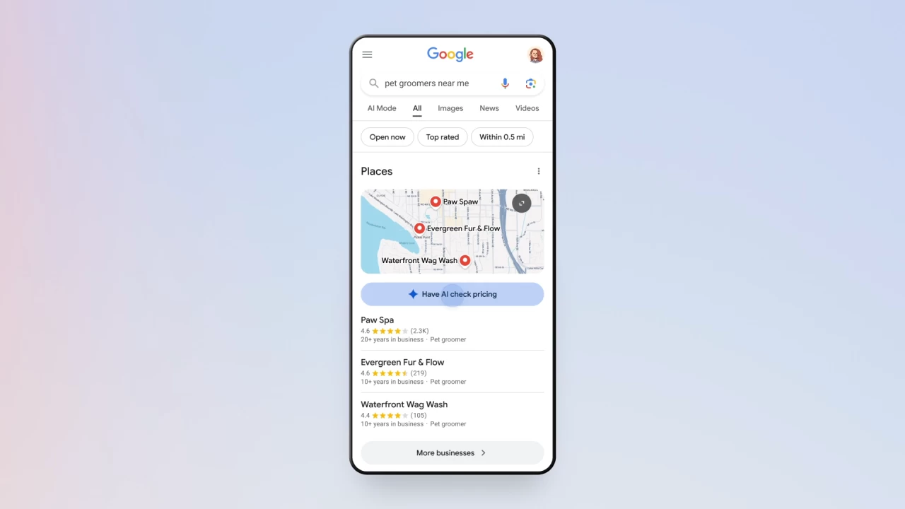Google Search AI phone calls to businesses