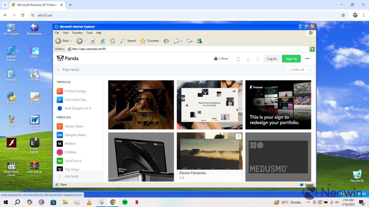 Windows XP running in a browser