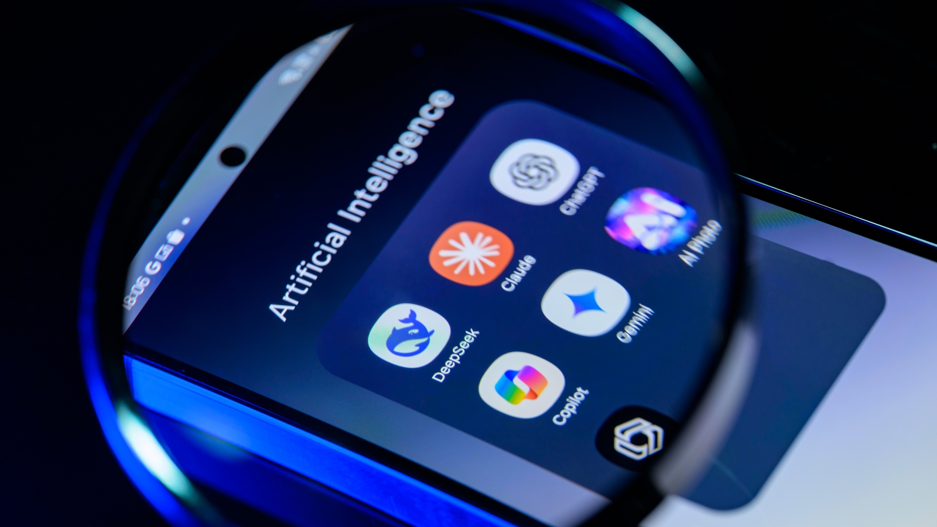 The Copilot AI app icon appears alongside other AI applications in this photo illustration