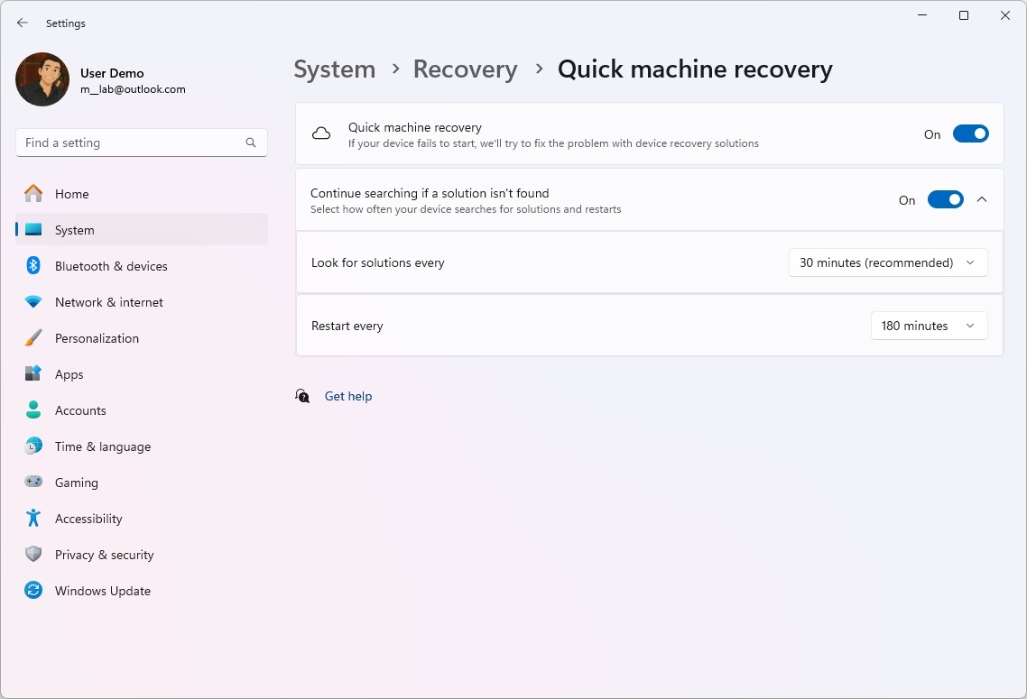 Quick Machine Recovery (QMR)