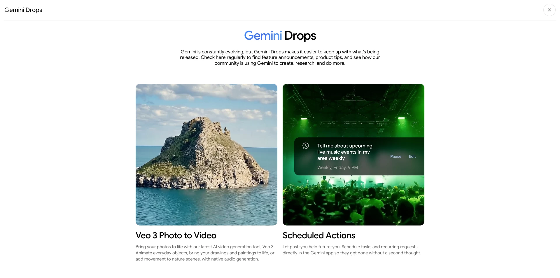 Центры Google Gemini Drops