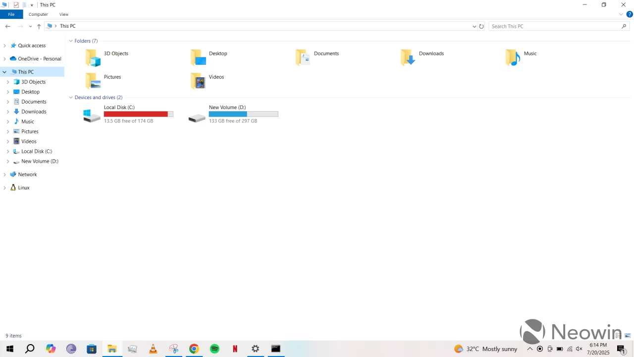 File Explorer open in Window 10