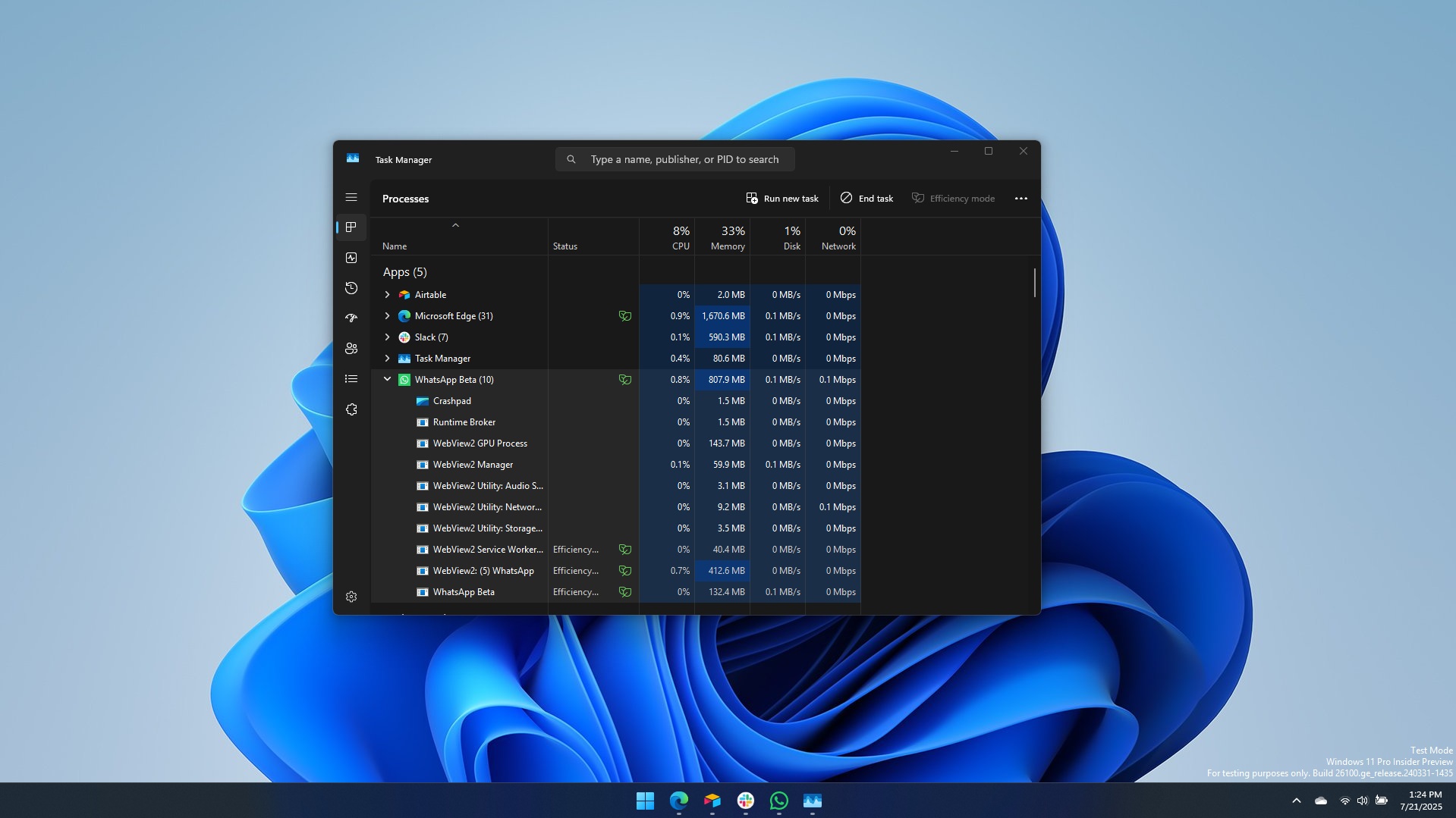 Веб-оболочка WhatsApp в Windows 11