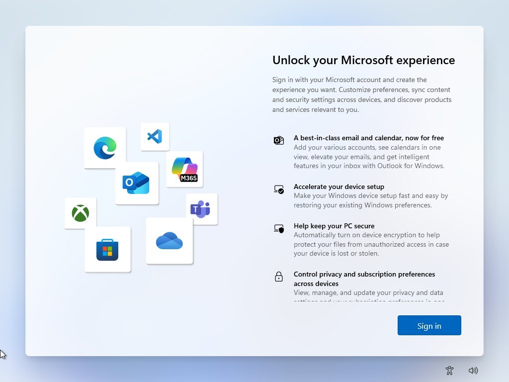 Windows 11 OOBE Microsoft account setup