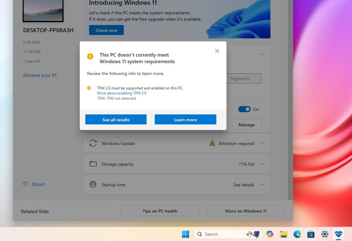 Windows 11 on unsupported PC