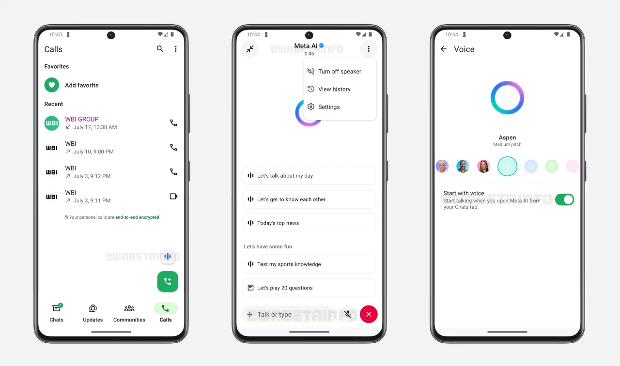 Голосовые чаты в Meta AI на WhatsApp
