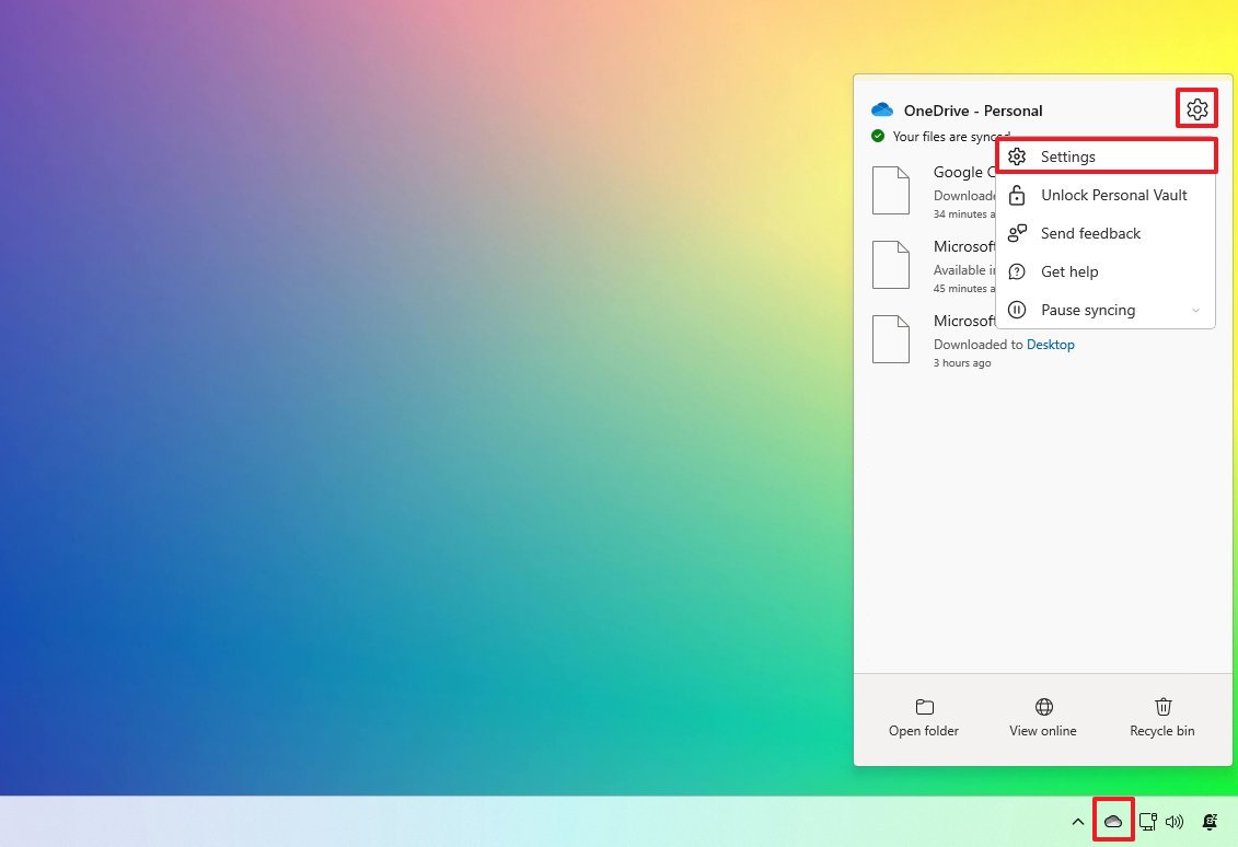 Открыть настройки OneDrive в Windows 11
