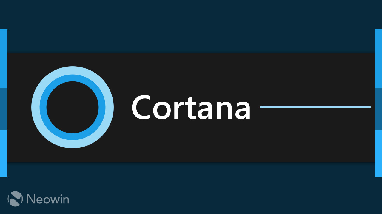 Логотип Cortana и текст на темном фоне