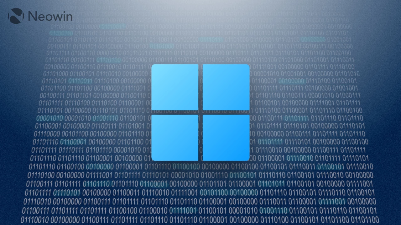 Логотип Windows на фоне бинарного кода