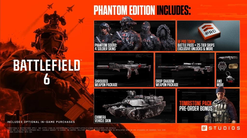 Всё, что входит в Phantom Edition Battlefield 6.