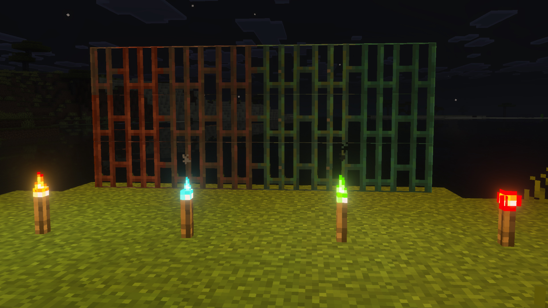 Showcase of copper bars oxidising in the background, also showing off each torch variant including the new copper torch