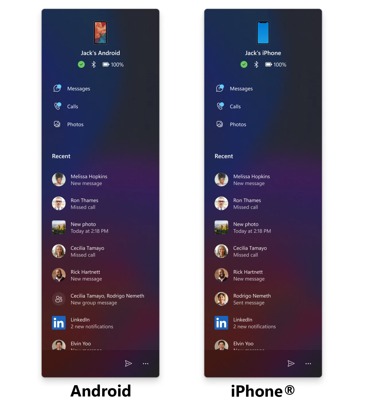 The updated Phone Link Start menu companion