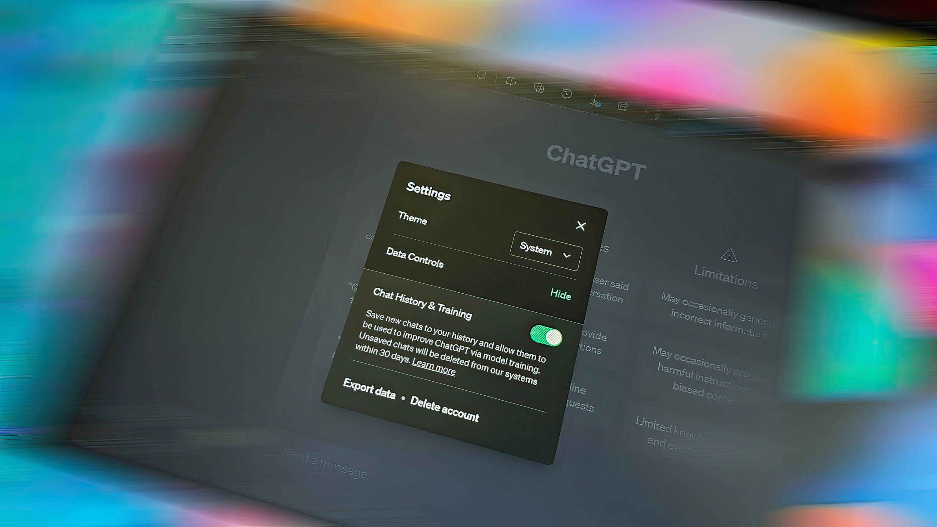 Настройки конфиденциальности ChatGPT