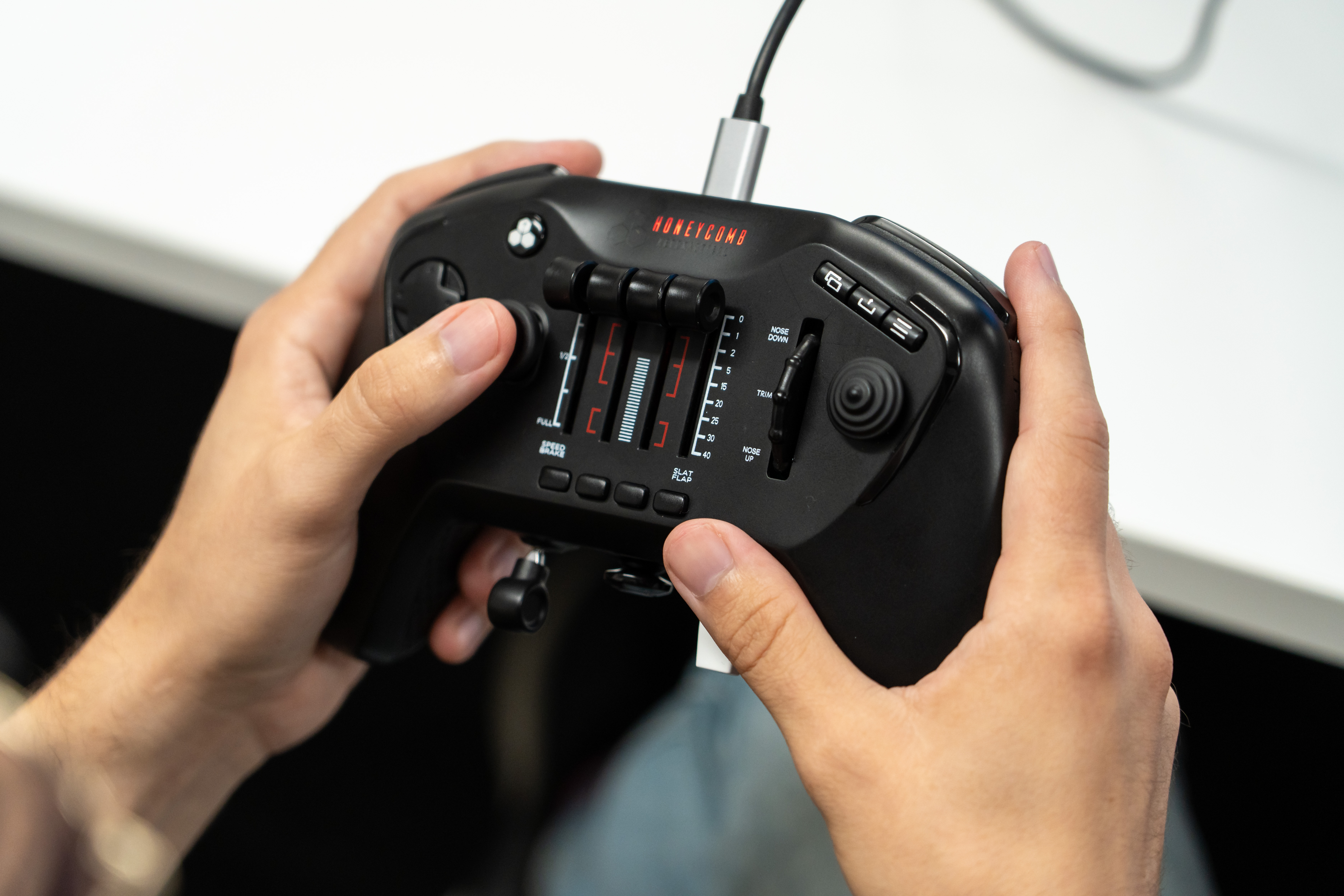 Honeycomb Aeronautical Echo Avitaion Controller prototype held in hand.