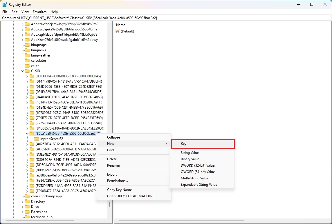 Создание раздела InprocServer32
