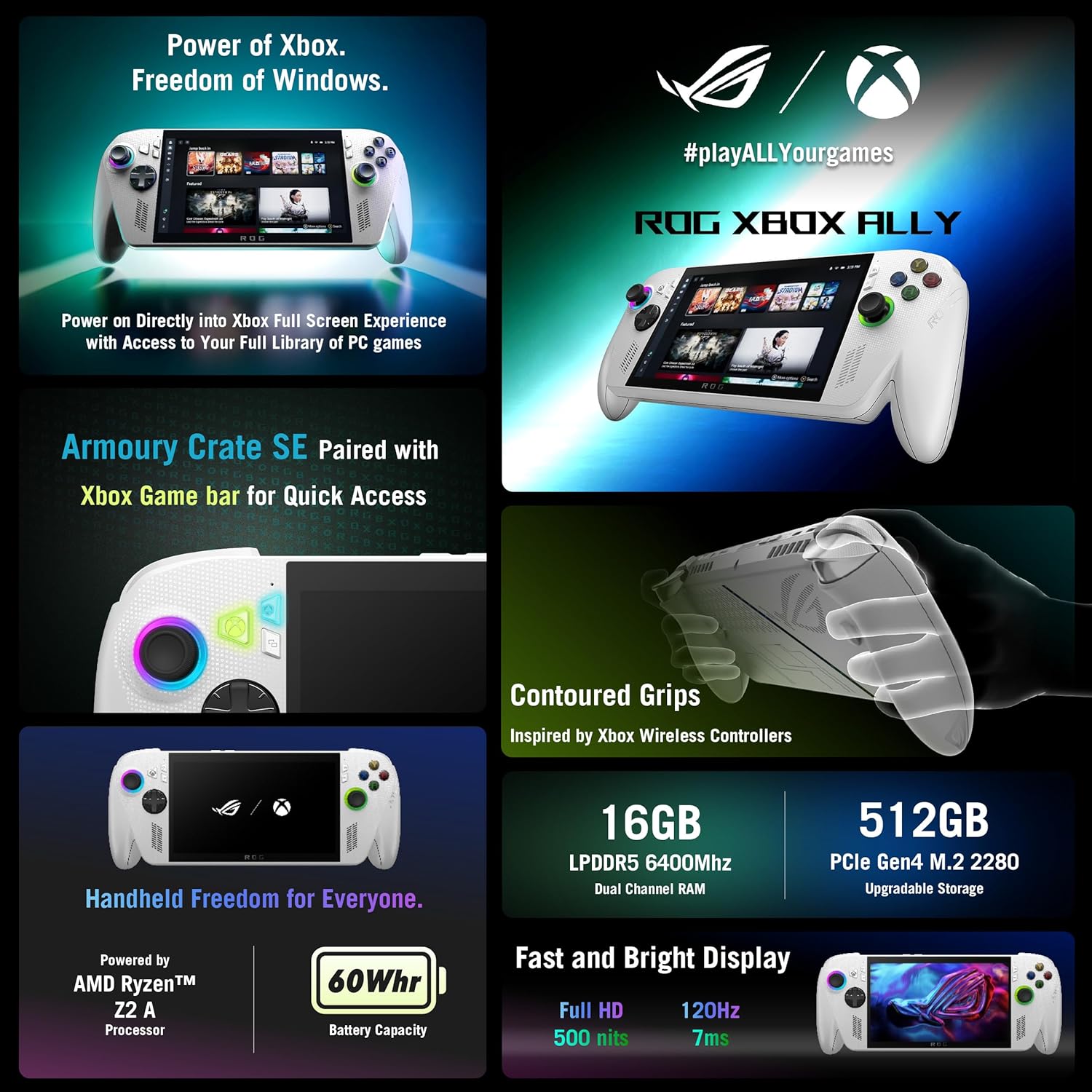 Изображение, демонстрирующее характеристики базовой модели ASUS ROG Xbox Ally