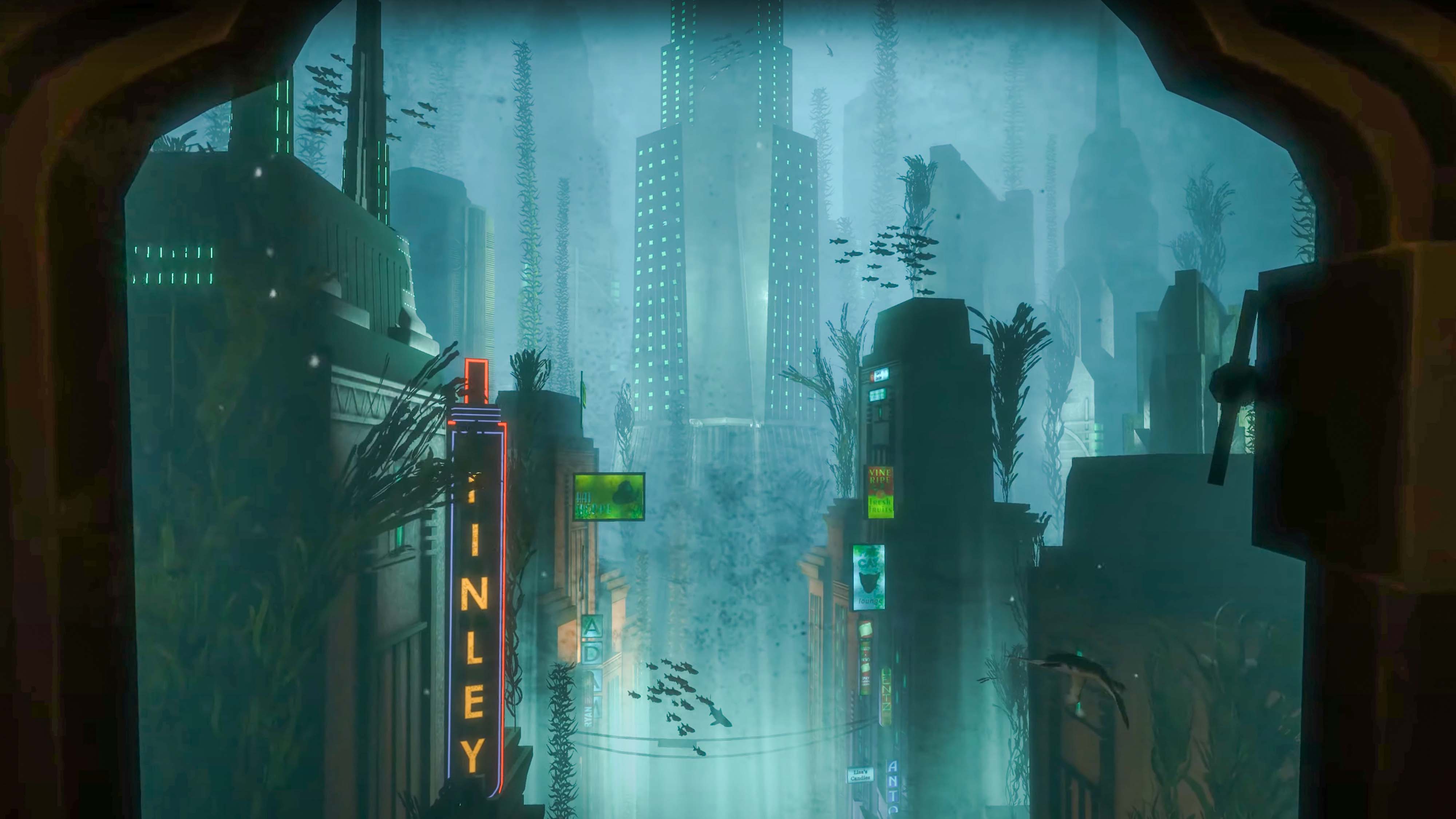 Кадр из Bioshock: подводный город Восторг.