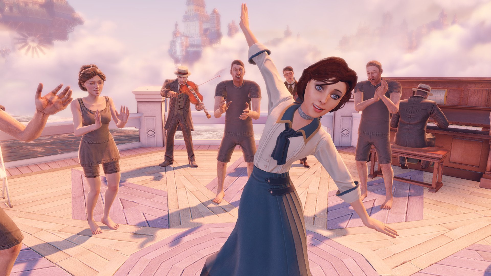 Элизабет танцует в BioShock Infinite.