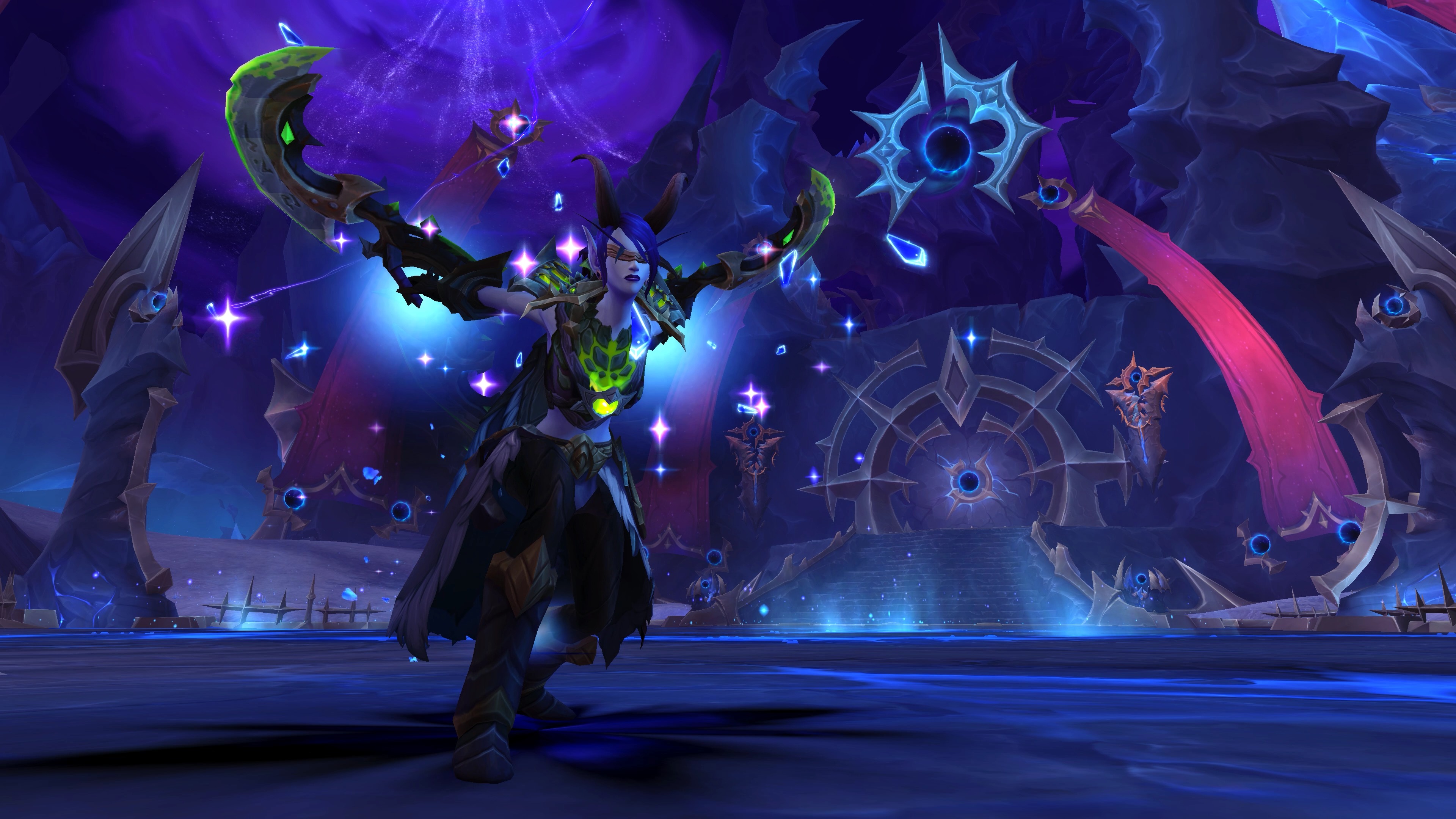 Рекламный скриншот охотника на демонов-эльфа Бездны в World of Warcraft: Midnight