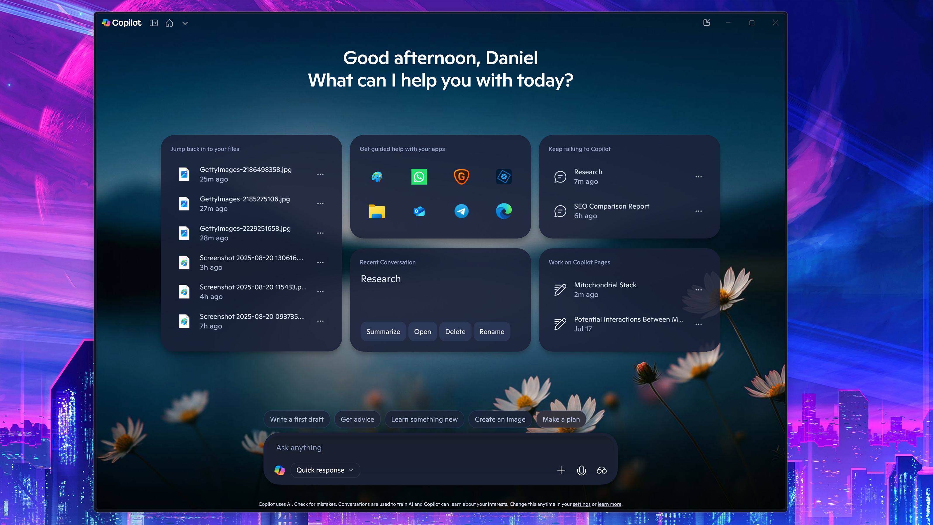 Скриншоты приложения Microsoft Copilot для Windows 11 демонстрируют новые функции и изменения пользовательского интерфейса.