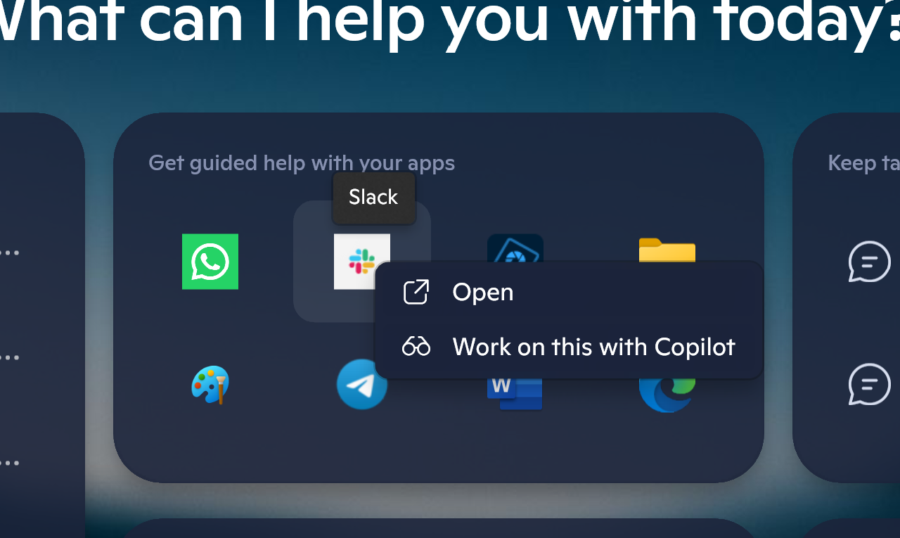 Снимок новых функций приложения Copilot для Windows 11 (август 2025 г.).