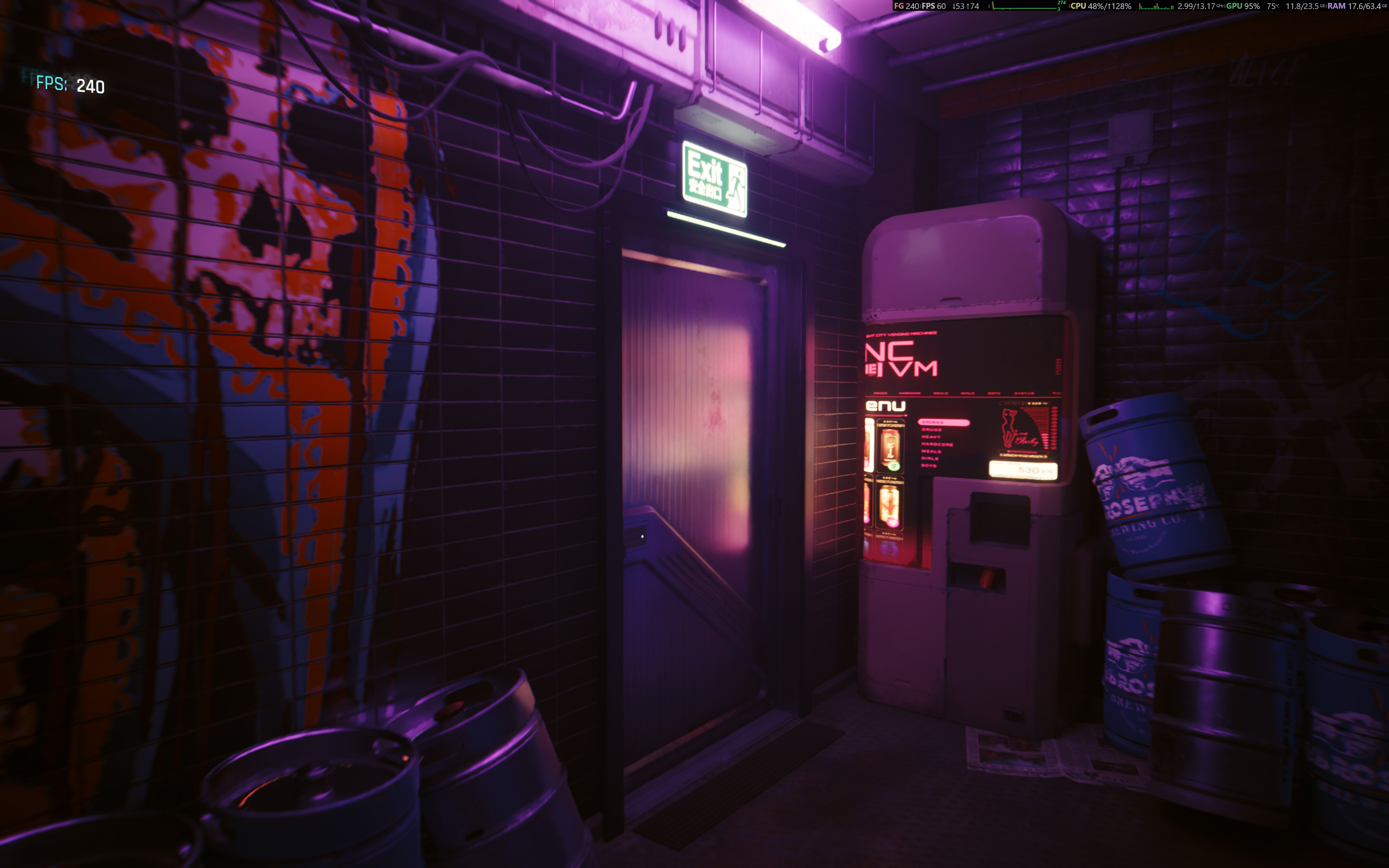 Cyberpunk 2077, запущенный на Razer Blade 18 (2025) в режиме тестирования