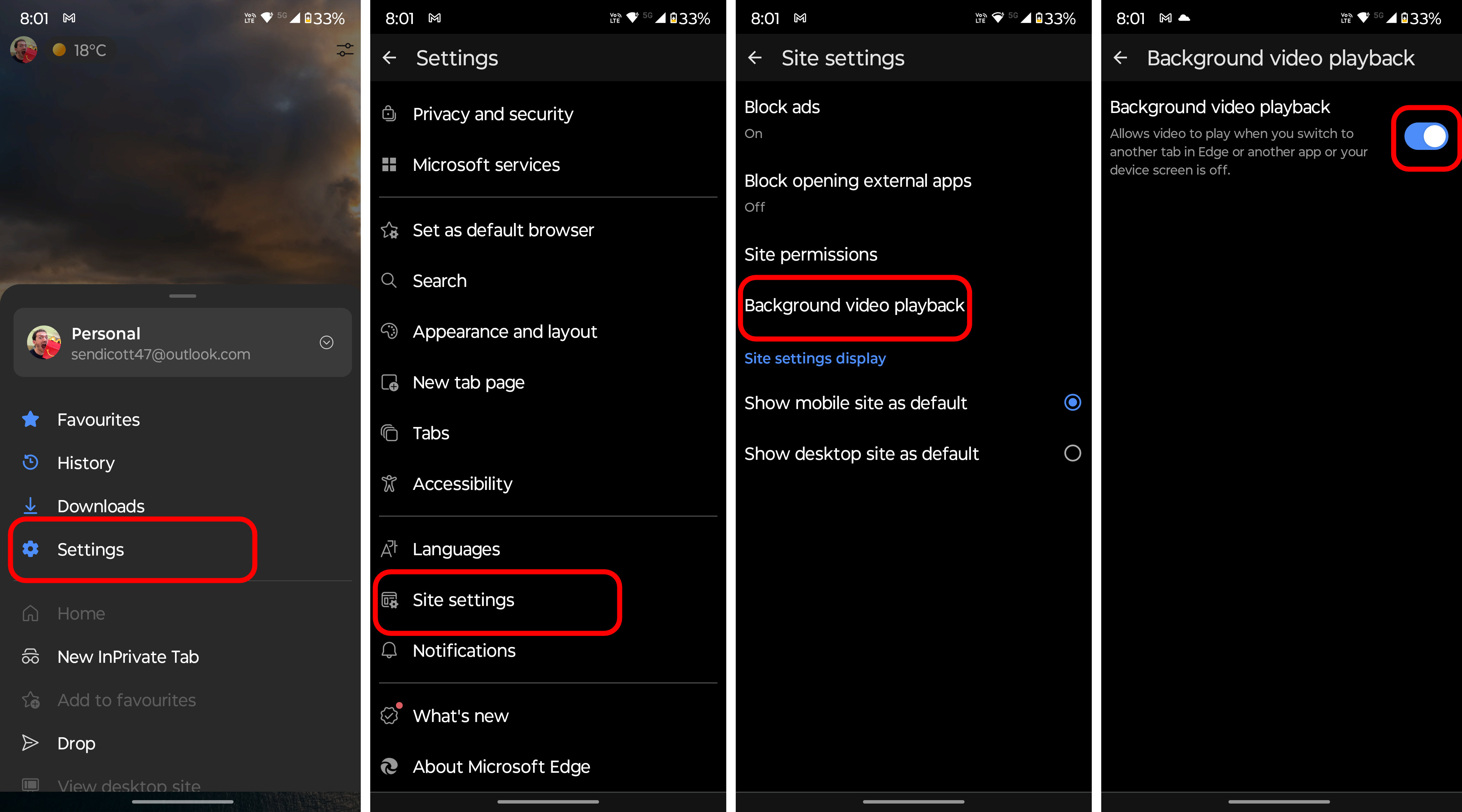Настройка фонового воспроизведения в Microsoft Edge