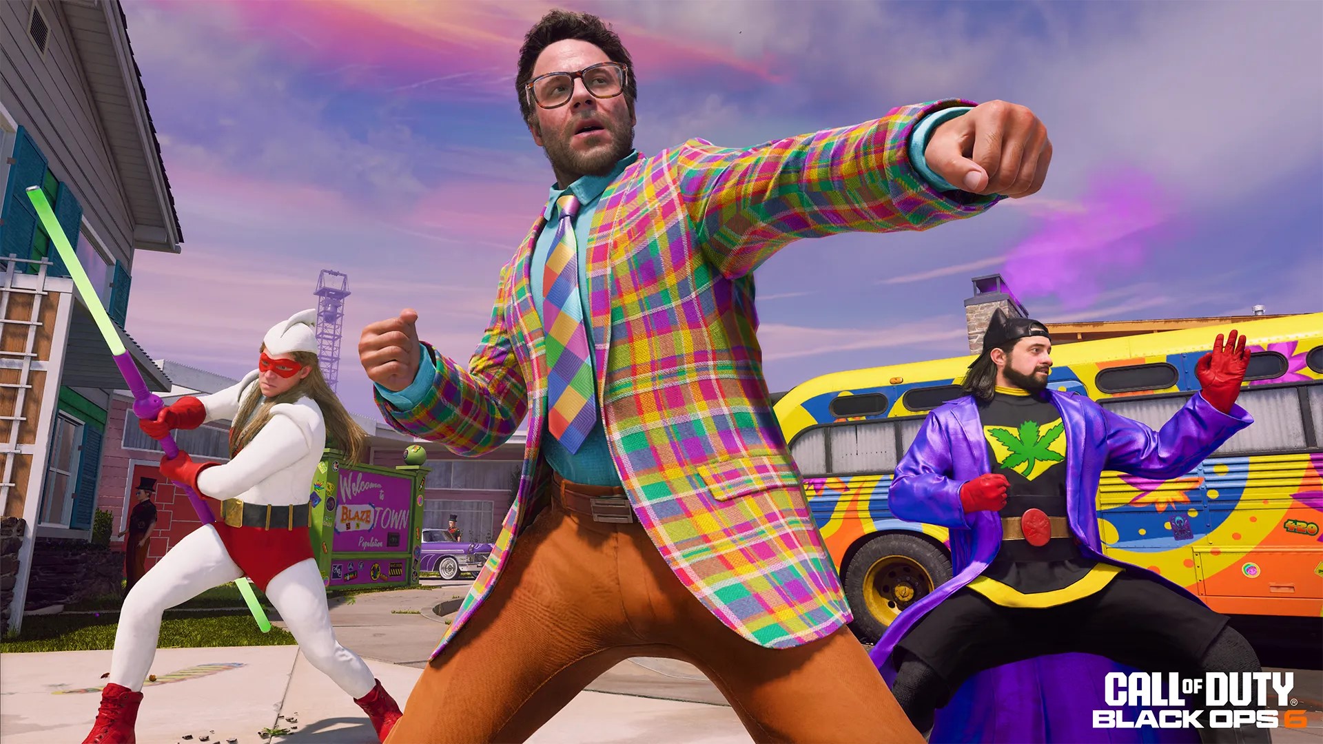 Seth Rogen with Bluntman and Chronic in Black Ops 6.