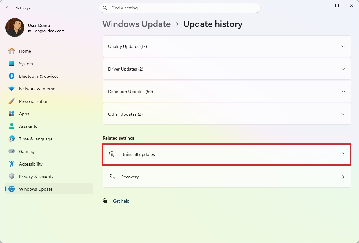 Windows 11 uninstall updates