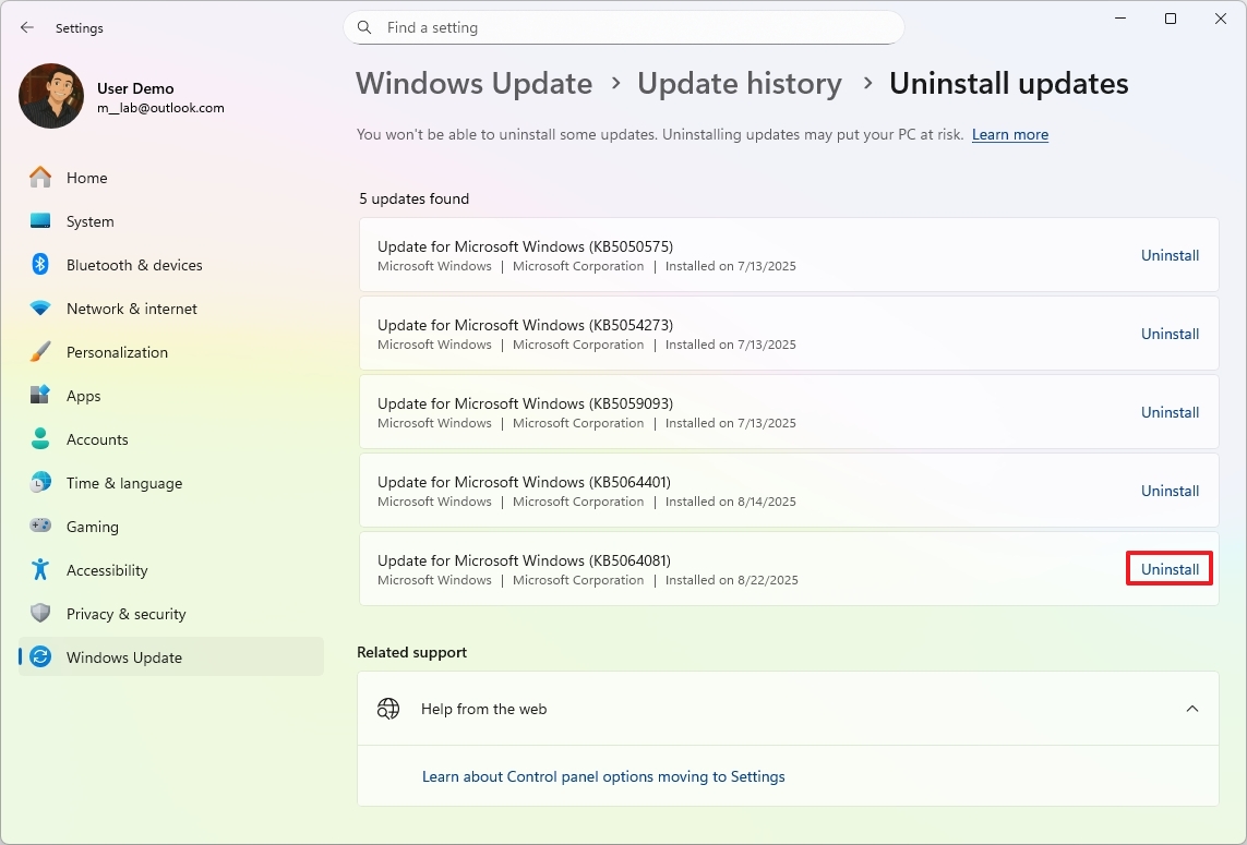 Windows 11 uninstall buggy updates
