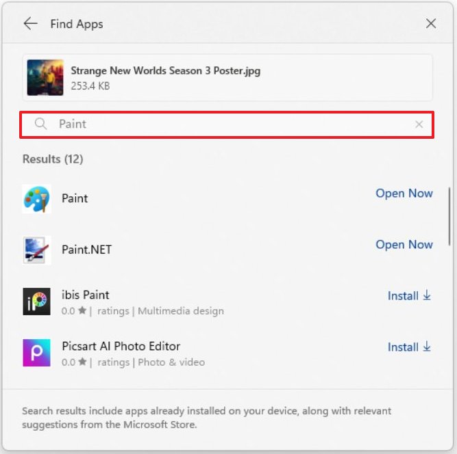 Опция "Поиск приложений" в меню "Поделиться"