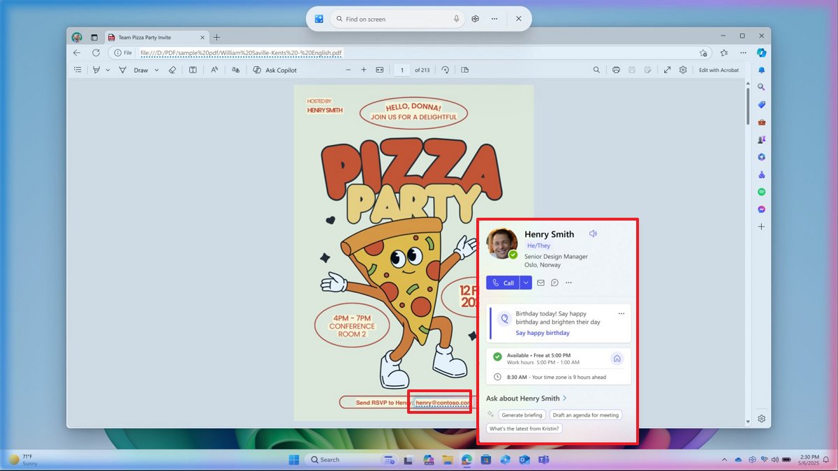 Просмотр карточек профиля Microsoft 365
