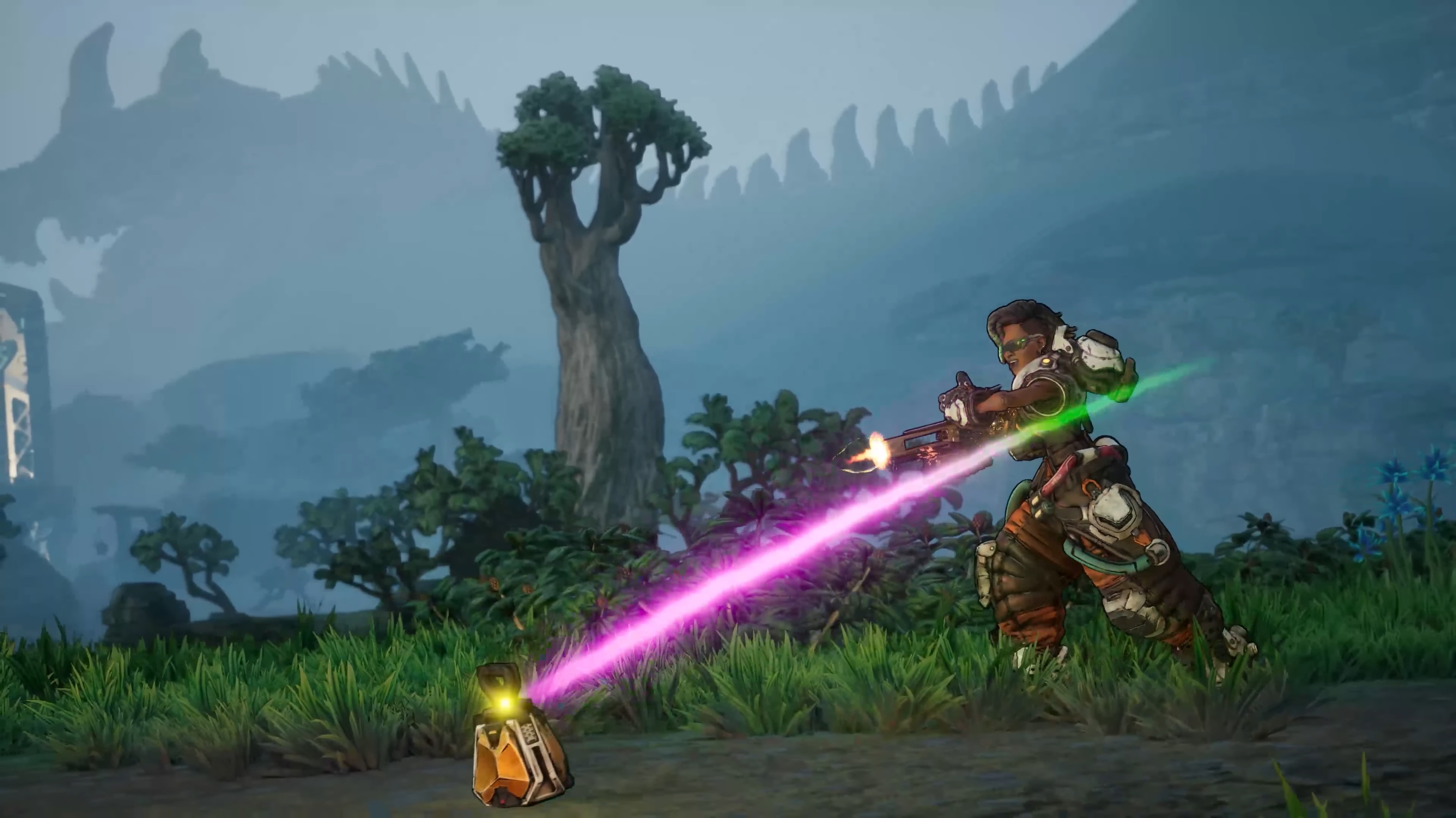 Borderlands 4 screenshot of a character throwing a deployable device.