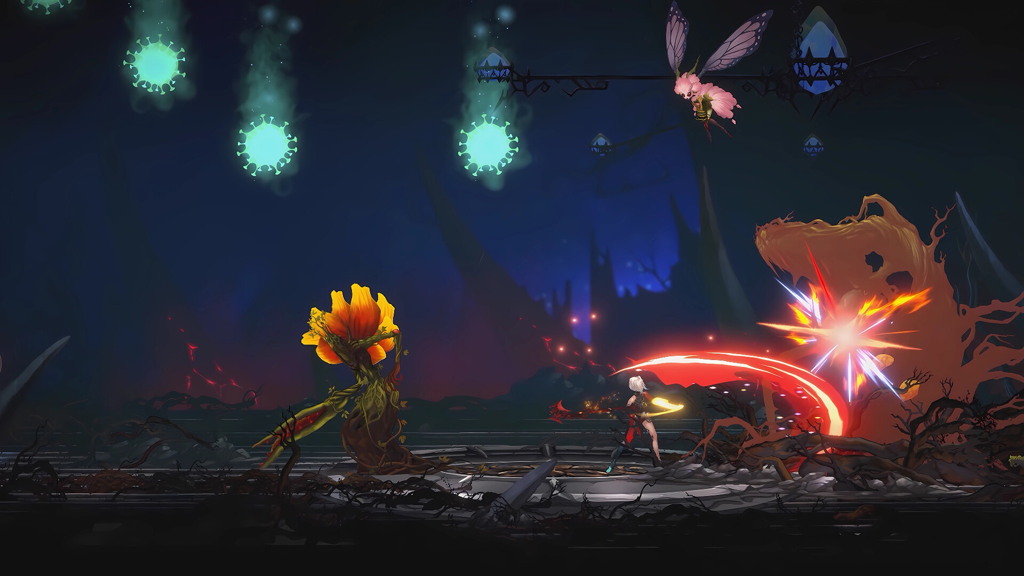 Promotional screenshot of Tania fighting a horde of enemies in AWAKEN - Astral Blade