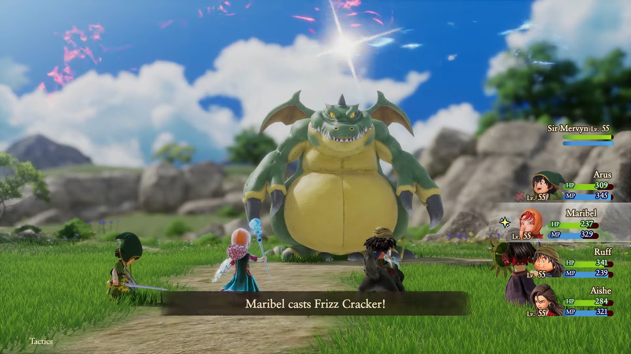 Промо-скриншот пошаговой битвы в Dragon Quest VII Reimagined