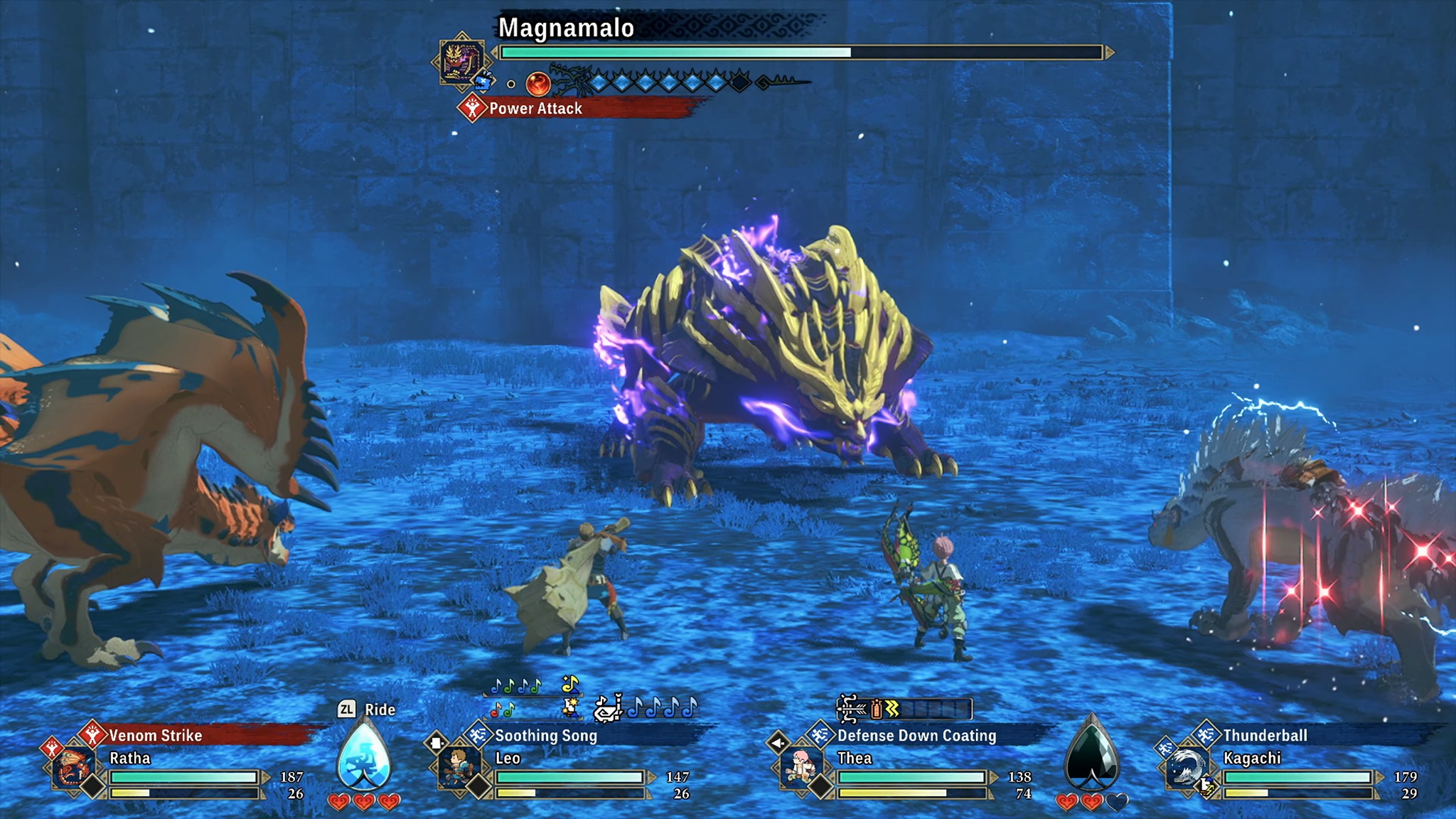 Трейлер скриншота Рейнджеров и их Монсти, сражающихся с Магнамало в Monster Hunter Stories 3: Twisted Reflection