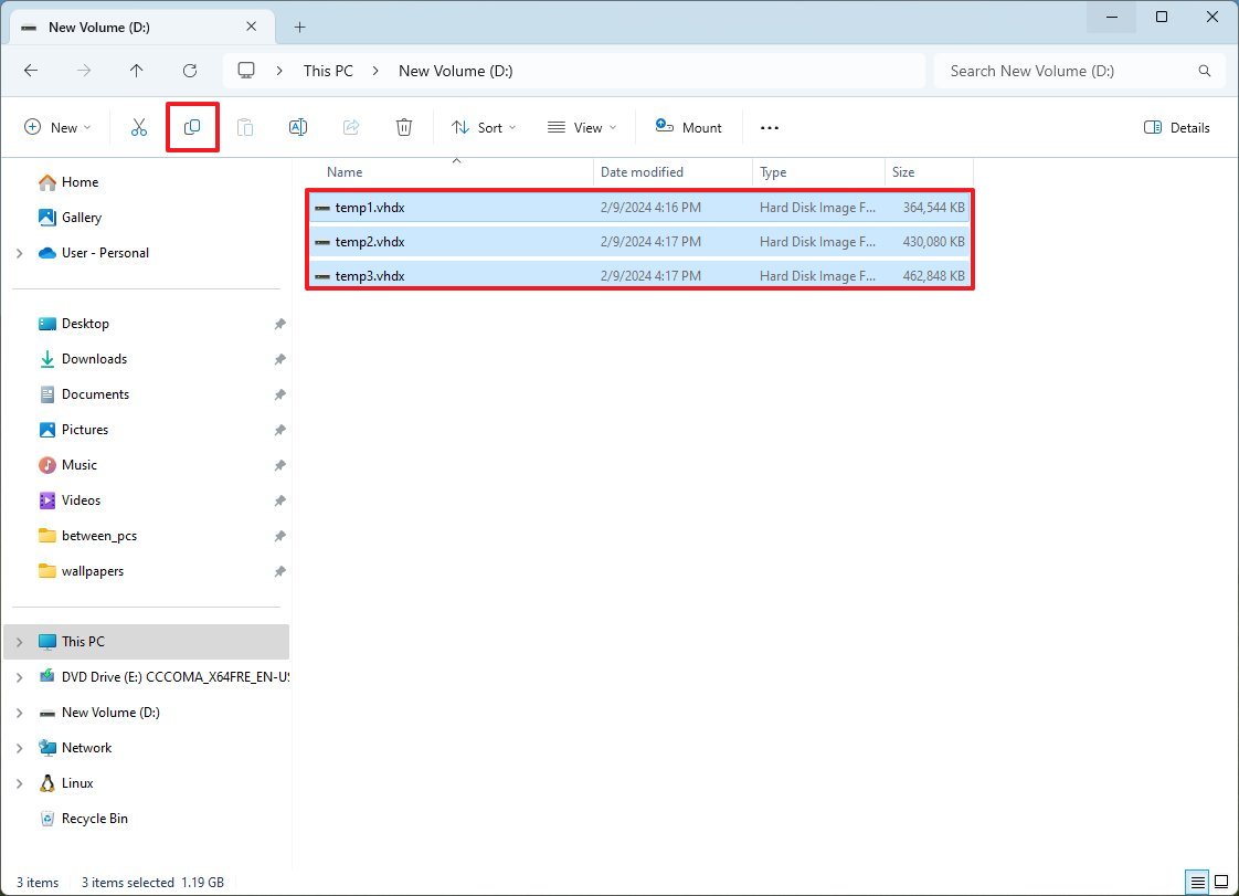Копирование файлов в Windows 11